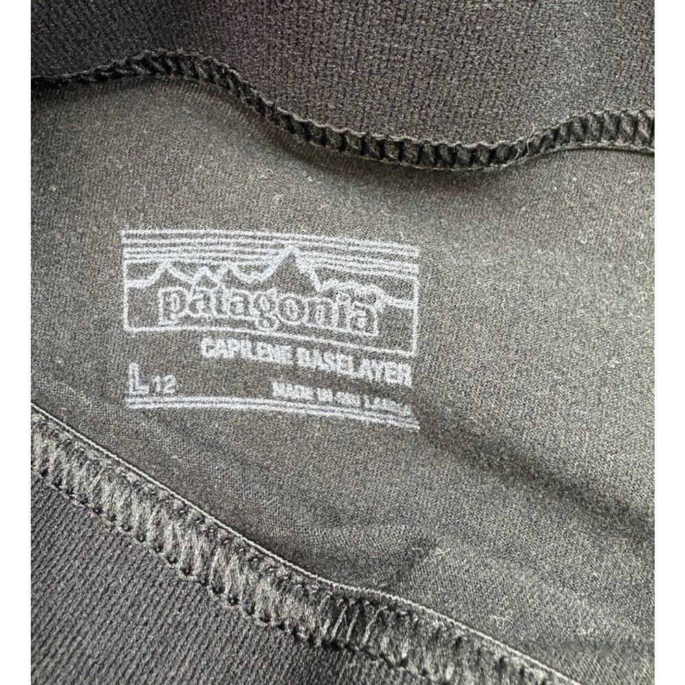 Patagonia Capilene Baselayer Black Legging Pants Youth Boys L 12 - Picture 7 of 9